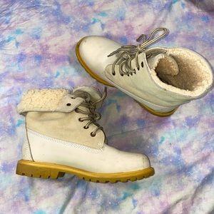 Cloud Nine • Cream Genuine Sheepskin Lace Up Boots